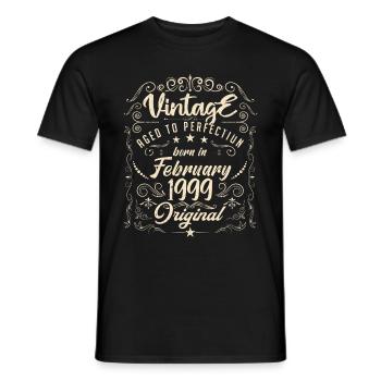 Vintage Né(e) en Février 1999 anniversaire février - T-shirt homme - noir - Devant - AI Model Male 178 light (178cm)