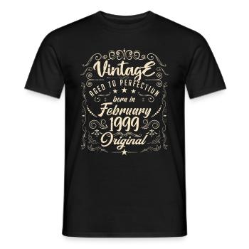 Vintage Né(e) en Février 1999 anniversaire février - T-shirt homme - noir - Devant - AI Model Male 178 light (178cm)