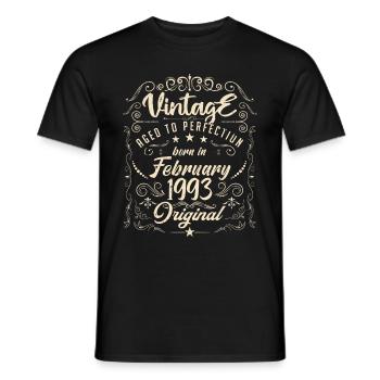 Vintage Né(e) en Février 1993 anniversaire février - T-shirt homme - noir - Devant - AI Model Male 178 light (178cm)