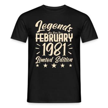 Naissance En Février 1981. Cadeau d'anniversaire. - T-shirt homme - noir - Devant - AI Model Male 178 light (178cm)