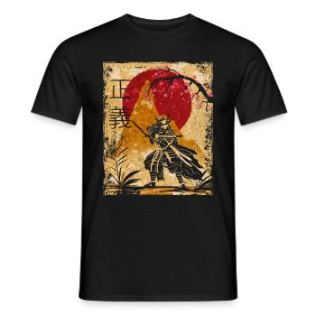 Samouraï Art Japonais Vintage Fighter Rétro - T-shirt homme - noir - Devant - AI Model Male 178 light (178cm)