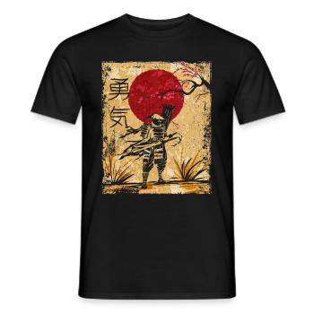 Samouraï Art Japonais Vintage Fighter Rétro - T-shirt homme - noir - Devant - AI Model Male 178 light (178cm)