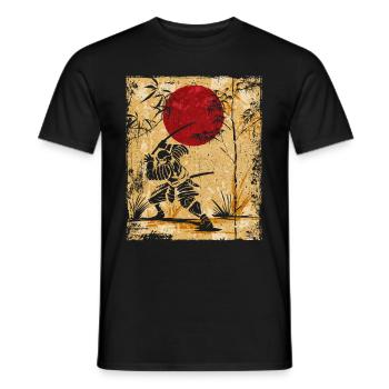 Samouraï Art Japonais Vintage Fighter Rétro - T-shirt homme - noir - Devant - AI Model Male 178 light (178cm)