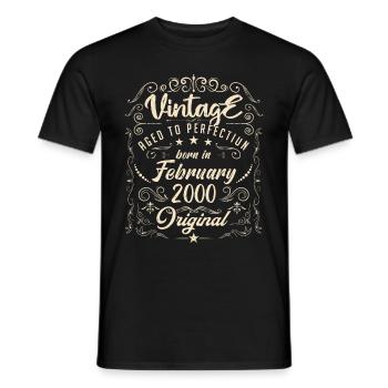 Vintage Né(e) en Février 2000 anniversaire février - T-shirt homme - noir - Devant - AI Model Male 178 light (178cm)