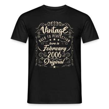 Vintage Born in February 2006 Anniversary February - Men's T-Shirt - black - Front - AI Model Male 178 light (178cm)