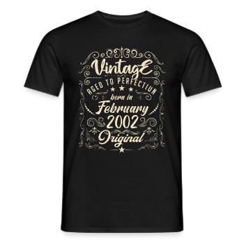 Vintage Né(e) en Février 2002 anniversaire février - T-shirt homme - noir - Devant - AI Model Male 178 light (178cm)