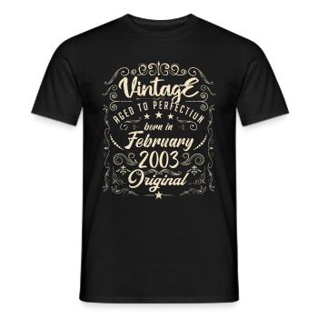 Vintage Né(e) en Février 2003 anniversaire février - T-shirt homme - noir - Devant - AI Model Male 178 light (178cm)