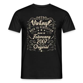 Vintage Born in February 2007 Anniversary February - Men's T-Shirt - black - Front - AI Model Male 178 light (178cm)