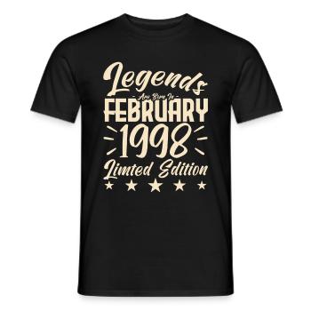 Naissance En Février 1998. Cadeau d'anniversaire. - T-shirt homme - noir - Devant - AI Model Male 178 light (178cm)