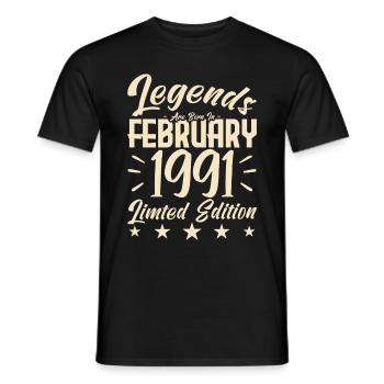 Naissance En Février 1991. Cadeau d'anniversaire. - T-shirt homme - noir - Devant - AI Model Male 178 light (178cm)