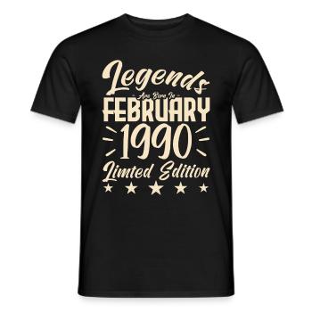 Geboren im Februar 1990. Geburtstagsgeschenk. - Männer T-Shirt - Schwarz - Vorne - AI Model Male 178 light (178cm)