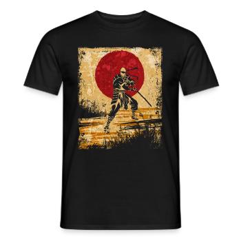 Ninja Japanese Art Vintage Fighter Retro - Men's T-Shirt - black - Front - AI Model Male 178 light (178cm)