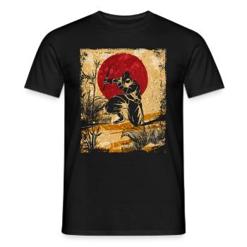 Ninja Japanese Art Vintage Fighter Retro - Men's T-Shirt - black - Front - AI Model Male 178 light (178cm)