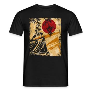 Ninja Japanese Art Vintage Fighter Retro - Men's T-Shirt - black - Front - AI Model Male 178 light (178cm)