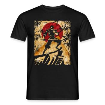 Ninja Japanese Art Vintage Fighter Retro - Men's T-Shirt - black - Front - AI Model Male 178 light (178cm)