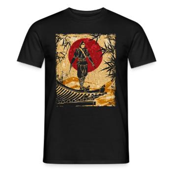 Ninja Japanese Art Vintage Fighter Retro - Men's T-Shirt - black - Front - AI Model Male 178 light (178cm)