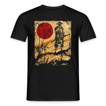 Samouraï Art Japonais Vintage Fighter Rétro - T-shirt homme - noir - Devant - AI Model Male 178 light (178cm)