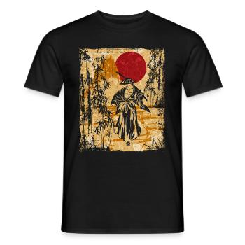 Samouraï Art Japonais Vintage Fighter Rétro - T-shirt homme - noir - Devant - AI Model Male 178 light (178cm)