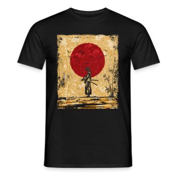 Samurai Japanese Art Vintage Fighter Retro - Men's T-Shirt - black - Front - AI Model Male 178 light (178cm)
