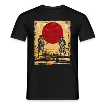 Samouraï Art Japonais Vintage Fighter Rétro - T-shirt homme - noir - Devant - AI Model Male 178 light (178cm)