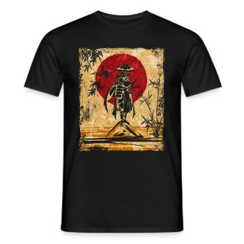 Samurai Japanese Art Vintage Fighter Retro - Men's T-Shirt - black - Front - AI Model Male 178 light (178cm)