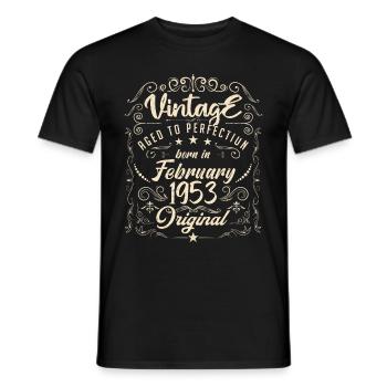 Jahrgang Jahrgang Februar 1953 Jubiläum Februar - Männer T-Shirt - Schwarz - Vorne - AI Model Male 178 light (178cm)