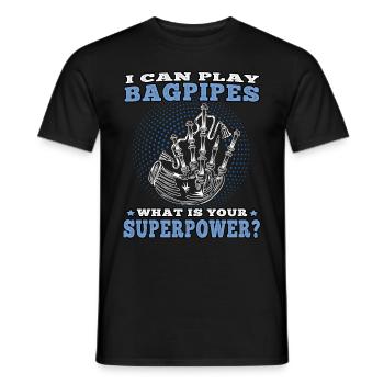 Je joue de la cornemuse Cornemuse écossaise - T-shirt homme - noir - Devant - AI Model Male 178 light (178cm)