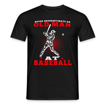 Old man at baseball baseball player baseball player - Men's T-Shirt - black - Front - AI Model Male 178 light (178cm)