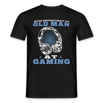 Vieil homme jouer jeux vidéo joueurs joueurs - T-shirt homme - noir - Devant - AI Model Male 178 light (178cm)