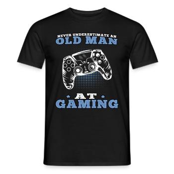 Vieil homme jouer jeux vidéo joueurs joueurs - T-shirt homme - noir - Devant - AI Model Male 178 light (178cm)