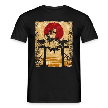 Neunschwänziger Fuchs Japanische Retro Kunst - Männer T-Shirt - Schwarz - Vorne - AI Model Male 178 light (178cm)