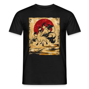 Neunschwänziger Fuchs Japanische Retro Kunst - Männer T-Shirt - Schwarz - Vorne - AI Model Male 178 light (178cm)