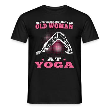 Yoga Old Woman à Yoga Namasté Meditation - T-shirt homme - noir - Devant - AI Model Male 178 light (178cm)