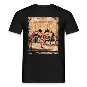 Sumo Wrestler Japanese Art Vintage Retro - Men's T-Shirt - black - Front - AI Model Male 178 light (178cm)