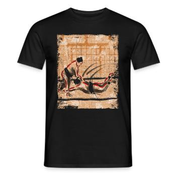 Sumo Wrestler Japanese Art Vintage Retro - Men's T-Shirt - black - Front - AI Model Male 178 light (178cm)