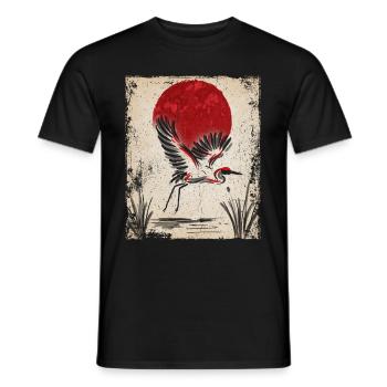 Crane Art Japanese Art Vintage Retro - Men's T-Shirt - black - Front - AI Model Male 178 light (178cm)