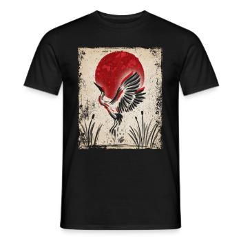 Crane Art Japanese Art Vintage Retro - Men's T-Shirt - black - Front - AI Model Male 178 light (178cm)