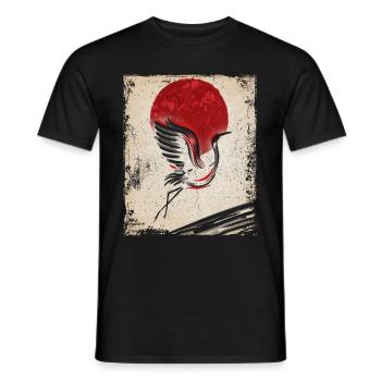 Crane Art Art Japonais Vintage Rétro - T-shirt homme - noir - Devant - AI Model Male 178 light (178cm)