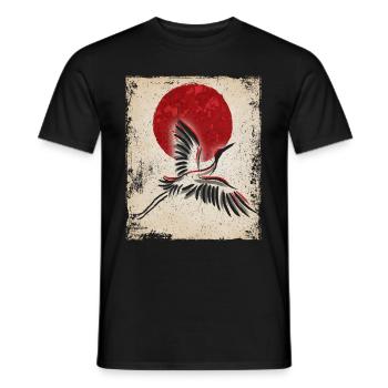 Crane Art Japanese Art Vintage Retro - Men's T-Shirt - black - Front - AI Model Male 178 light (178cm)