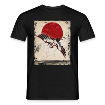 Kranich Art Japanische Kunst Vintage Retro - Männer T-Shirt - Schwarz - Vorne - AI Model Male 178 light (178cm)