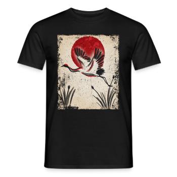 Crane Art Art Japonais Vintage Rétro - T-shirt homme - noir - Devant - AI Model Male 178 light (178cm)