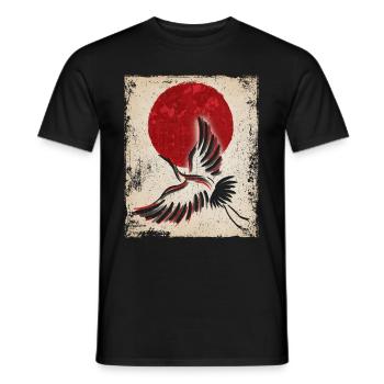 Crane Art Art Japonais Vintage Rétro - T-shirt homme - noir - Devant - AI Model Male 178 light (178cm)