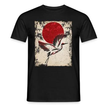 Kranich Art Japanische Kunst Vintage Retro - Männer T-Shirt - Schwarz - Vorne - AI Model Male 178 light (178cm)