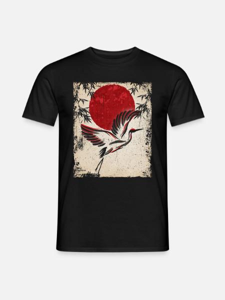 Crane Art Japanese Art Vintage Retro - Men's T-Shirt - black
