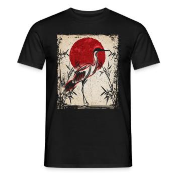 Crane Art Japanese Art Vintage Retro - Men's T-Shirt - black - Front - AI Model Male 178 light (178cm)