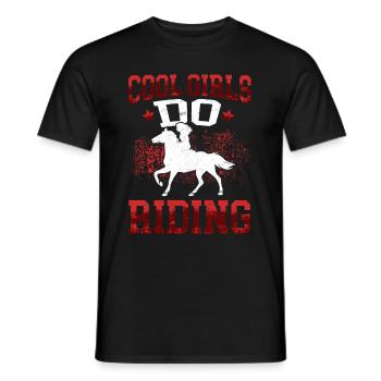 Cool Girls Riding on Horse Rider Rider - Men's T-Shirt - black - Front - AI Model Male 178 light (178cm)