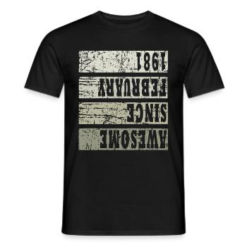 Né 1981 Février 42e anniversaire cadeau - T-shirt homme - noir - Devant - AI Model Male 178 light (178cm)