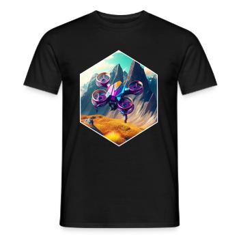 Drone Flying Quadcopter - Men's T-Shirt - black - Front - AI Model Male 178 light (178cm)