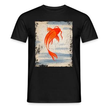 Koi Carp Art Japanese Art Vintage Retro - Men's T-Shirt - black - Front - AI Model Male 178 light (178cm)