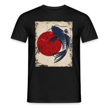 Koi Carp Art Japanese Art Vintage Retro - Men's T-Shirt - black - Front - AI Model Male 178 light (178cm)